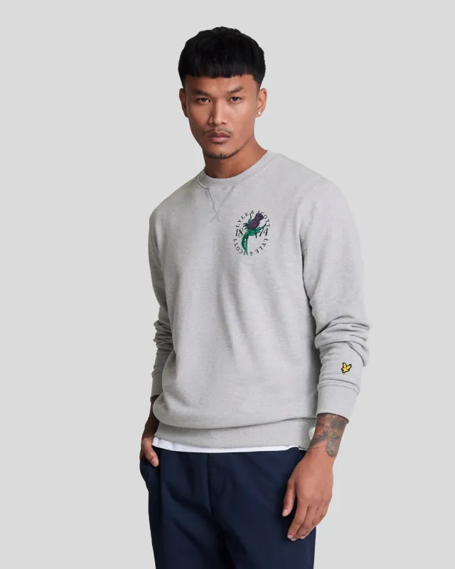 Thistle Flora Printed Crew Neck Sweatshirt sold by Lyle & Scott