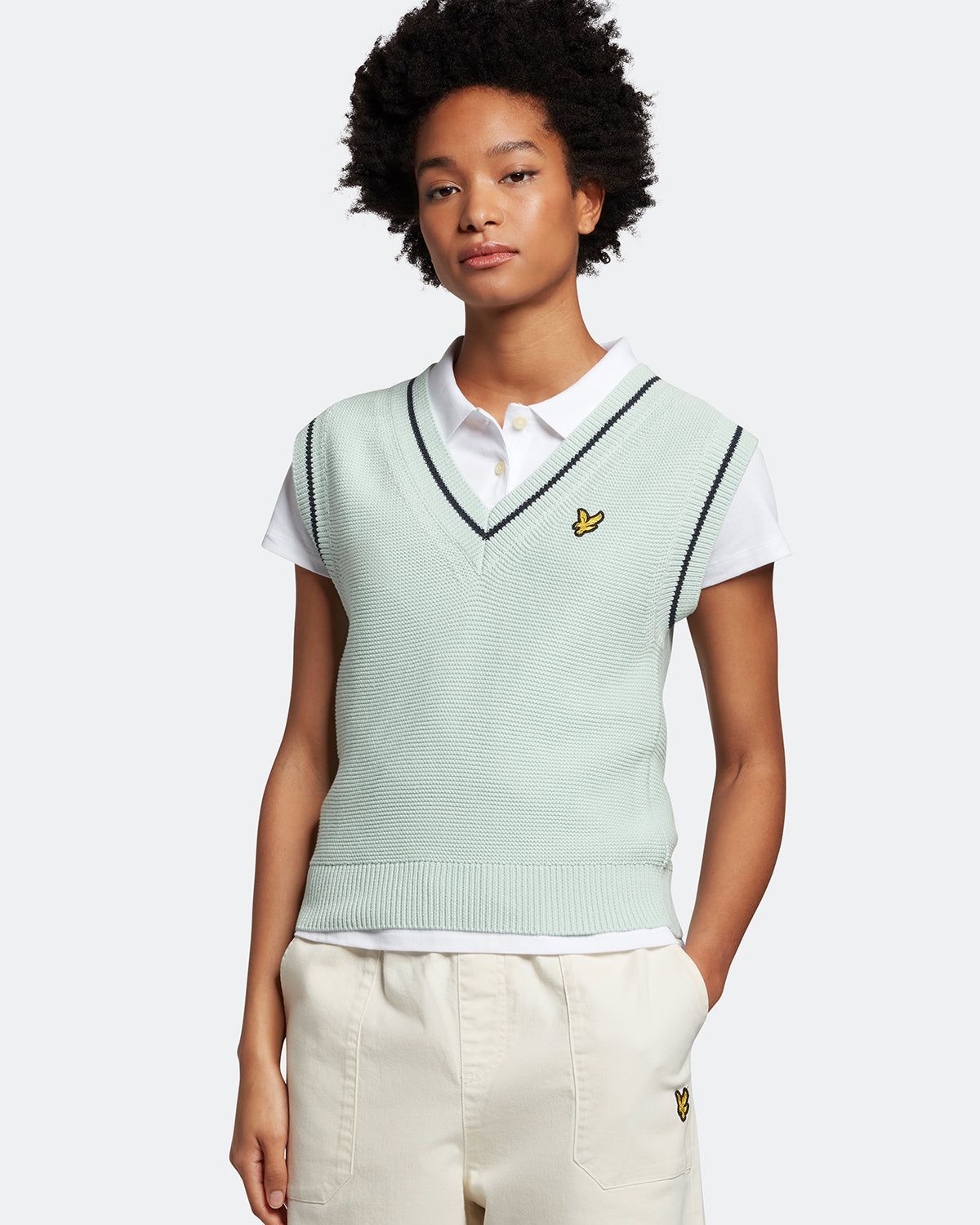 Womens V Neck Vest with Crest sold by Lyle & Scott