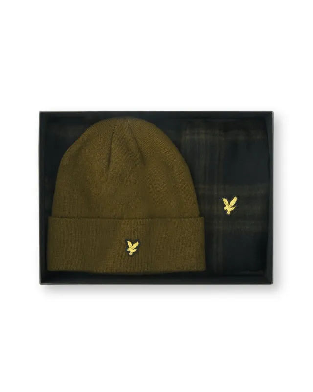 Check Lambswool Beanie and Scarf Set sold by Lyle & Scott