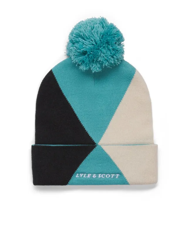 Argyle Bobble Beanie sold by Lyle & Scott