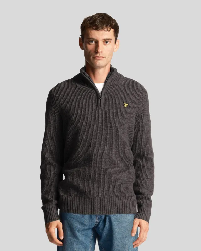 Ribbed Quarter Zip Jumper sold by Lyle & Scott