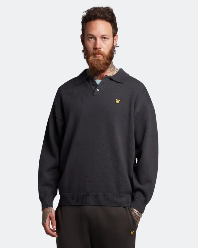 Blouson Long Sleeve Knitted Polo Shirt sold by Lyle & Scott