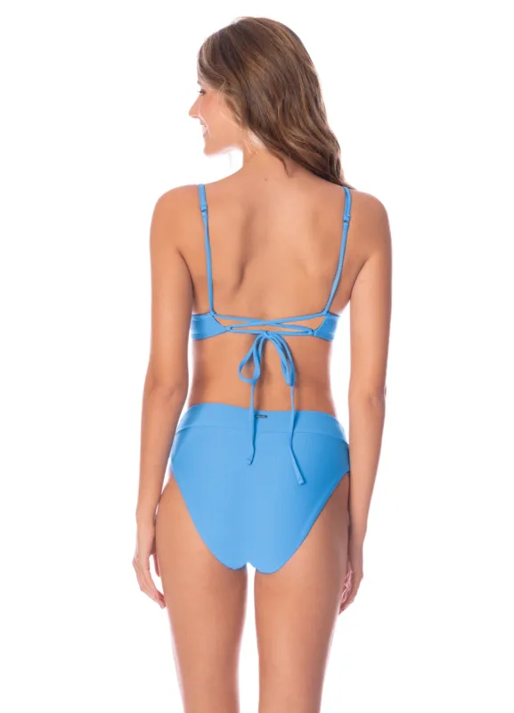 Maaji Stone Blue Suzy Q High Rise Classic Bikini Bottom sold by Maaji