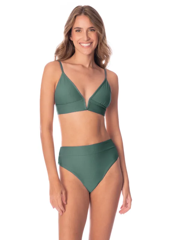 Maaji Eucalyptus Green Parade Long Line Triangle Bikini Top sold by Maaji