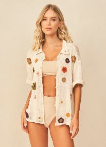 Maaji Cream Crochet Jaydee Long Shirt sold by Maaji