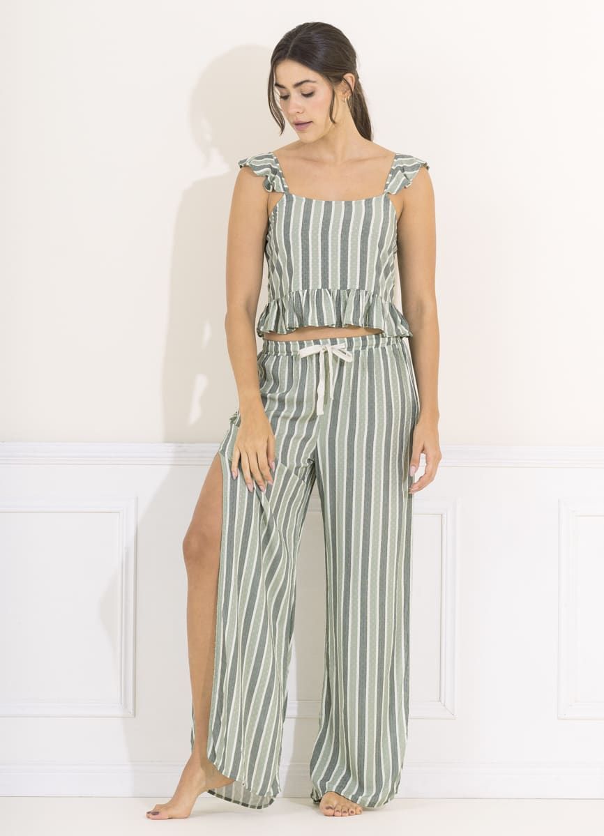 Maaji Spearmint Stripe Harper Sleep Pant Set sold by Maaji