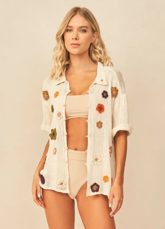 Maaji Cream Crochet Jaydee Long Shirt sold by Maaji