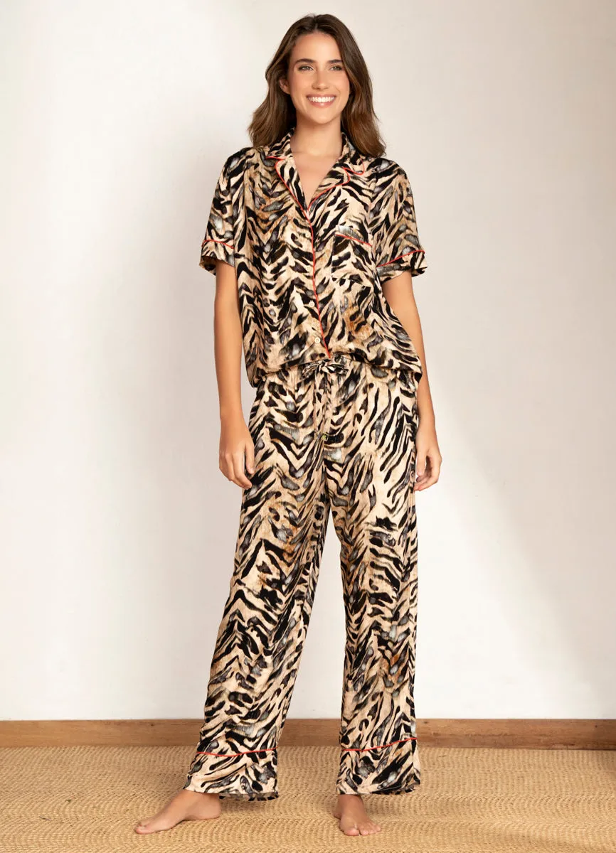 Maaji Sand Zebra Kameli Short Sleeve Pant Set sold by Maaji