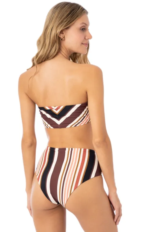 Maaji Burgundy Barcode Venus Mid Rise Bikini Bottom sold by Maaji