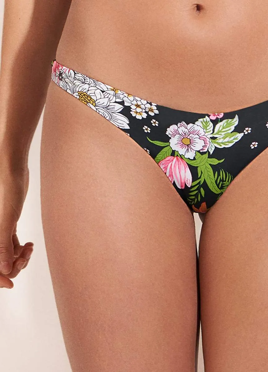 Maaji Black Bouquet Flirt Thin Side Bikini Bottom sold by Maaji product image thumbnail 2