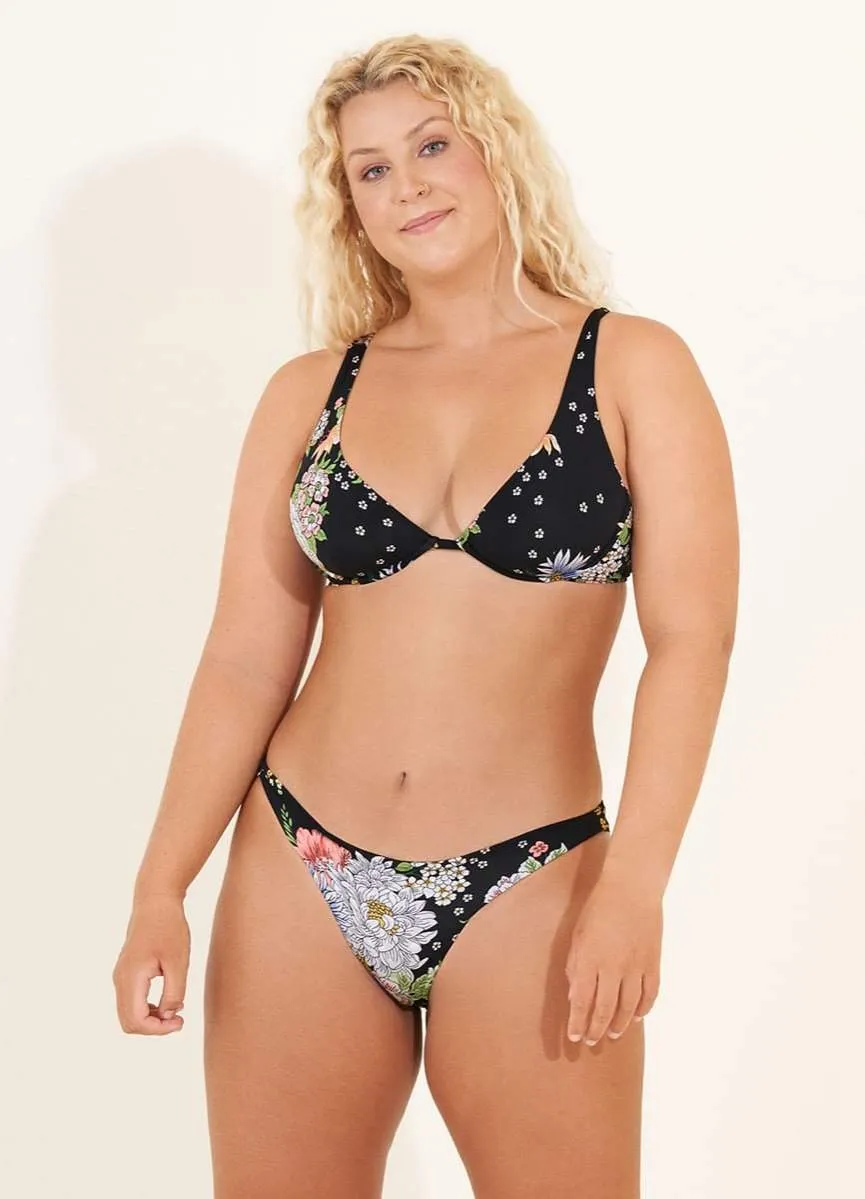 Maaji Black Bouquet Flirt Thin Side Bikini Bottom sold by Maaji product image thumbnail 3