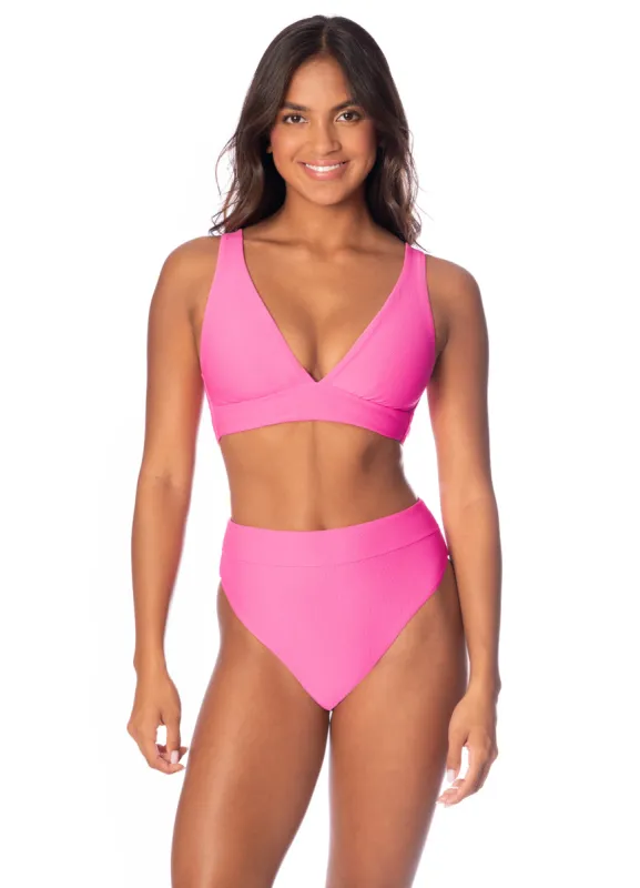 Maaji Radiant Pink Allure Long Line Triangle Bikini Top sold by Maaji