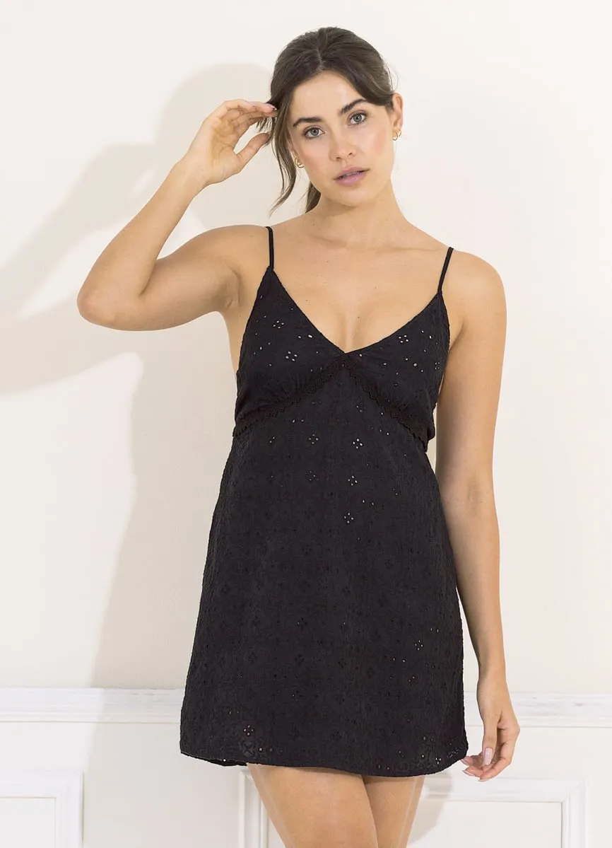 Maaji Black Eyelet Calinda Sleep Short Dress sold by Maaji