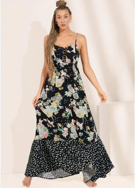 Maaji Black Bouquet Scarlett Long Dress sold by Maaji