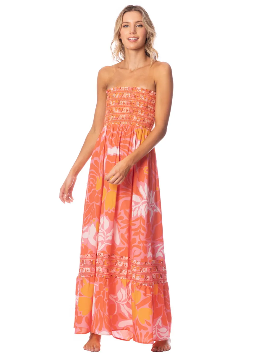 Maaji Retro Peach Flowers Bewitched Long Dress sold by Maaji