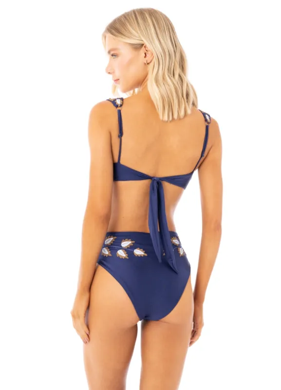 Maaji French Navy Epica High Rise/High Leg Bikini Bottom sold by Maaji