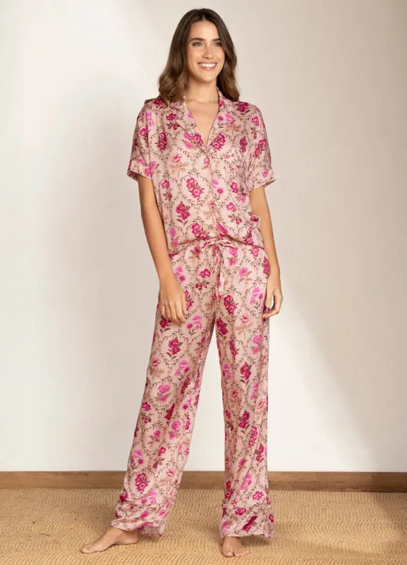 Maaji Damask Rose Kameli Short Sleeve Pant Set sold by Maaji