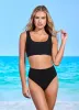 Maaji Midnight Black Suzy Q High Rise/High Leg Bikini Bottom sold by Maaji