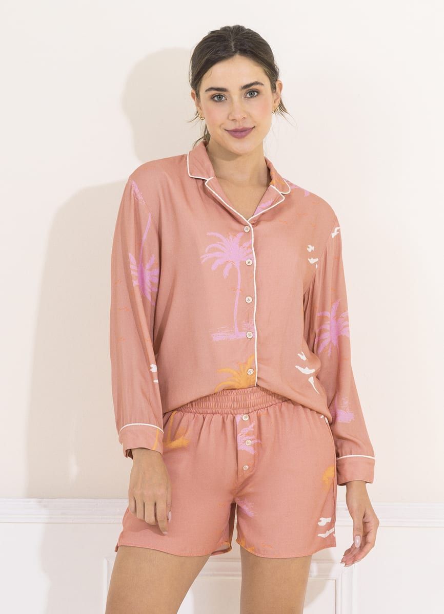 Maaji Peach Palm Karin Sleep Short Set sold by Maaji