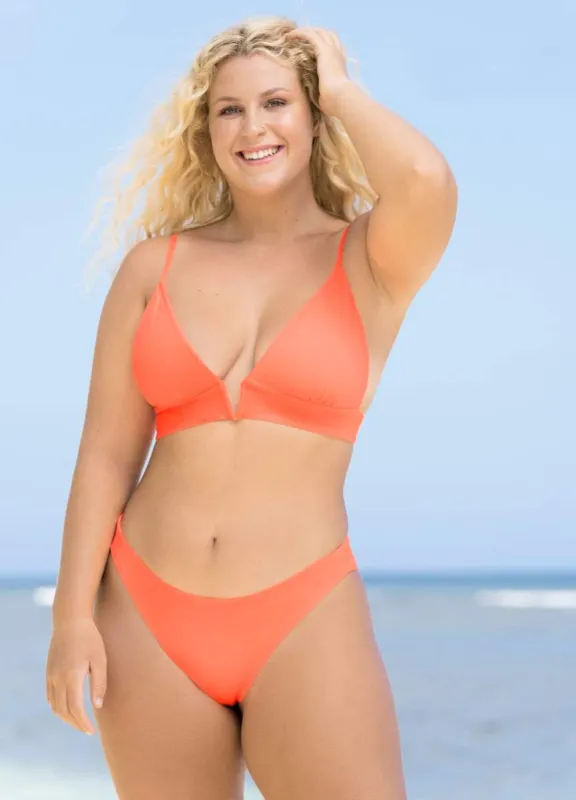 Maaji Popsicle Orange Parade Long Line Triangle Bikini Top sold by Maaji