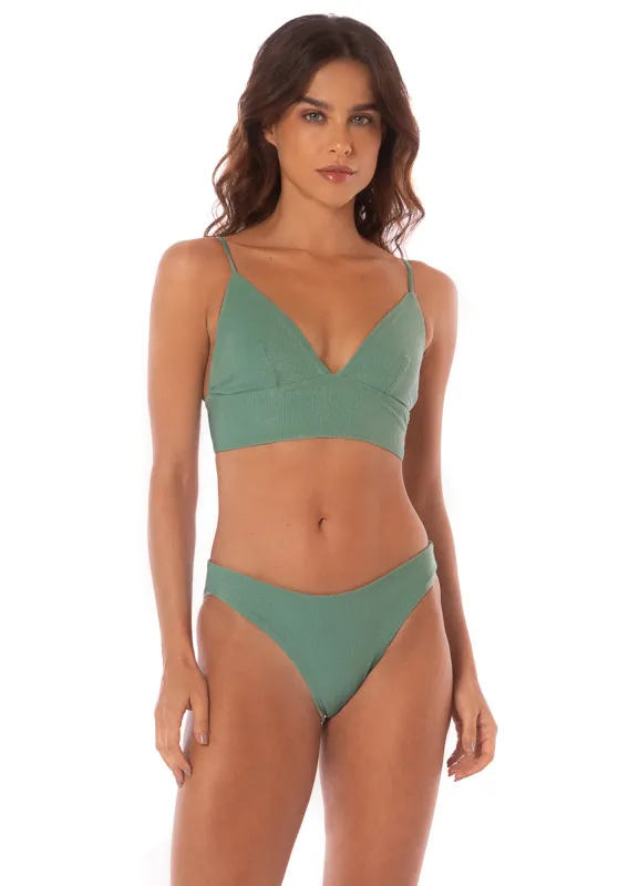 Maaji Shamrock Green Mirage Triangle Long Line Bikini Top sold by Maaji