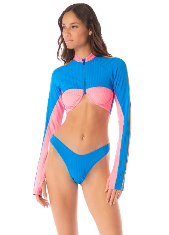Maaji Ocean Blue Venice Long Sleeve Crop Top Bikini Top sold by Maaji