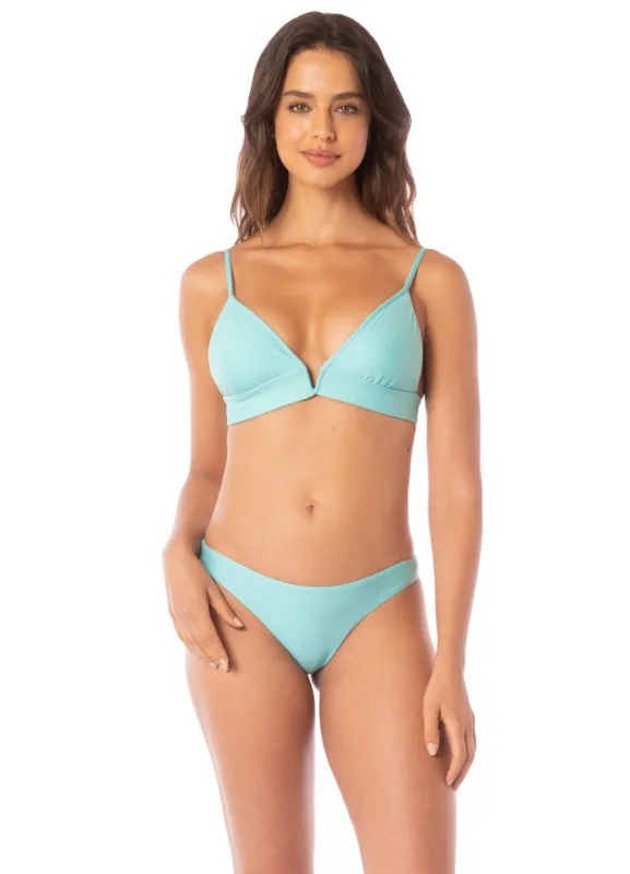 Maaji Sea Turquoise Paradiso Eyelet Long Line Triangle Bikini Top sold by Maaji