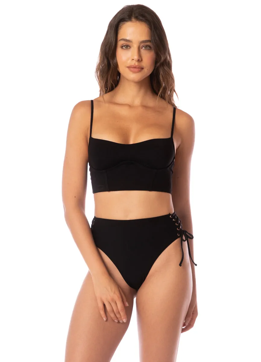 Maaji Midnight Shadow Oasis High Rise Lace Up Bikini Bottom sold by Maaji product image thumbnail 5