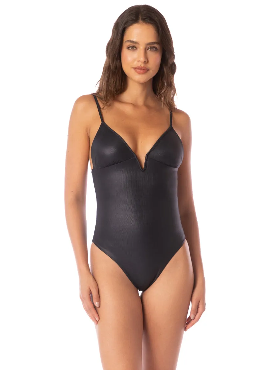 Maaji Onyx Black Parady Signature Cut V Wire One Piece sold by Maaji