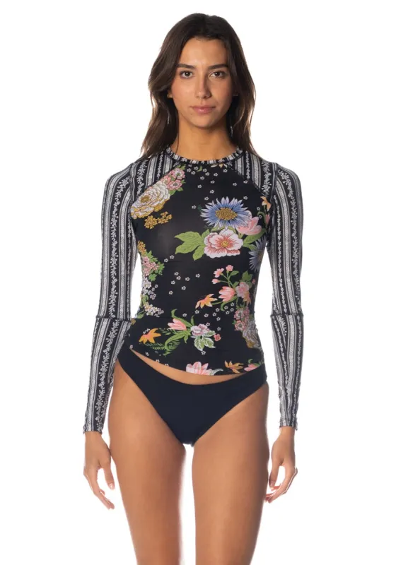 Maaji Black Bouquet Diver Diver Rashguard made by Maaji