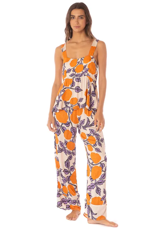 Maaji Western Orange Flower Owl Sleeveless Pant Set sold by Maaji