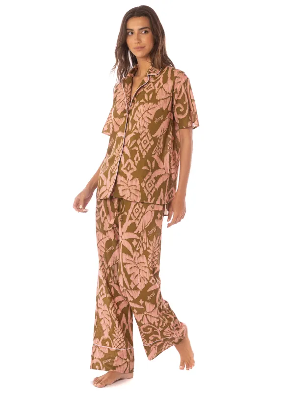 Maaji Batik Jungle Kameli Short Sleeve Pant Set sold by Maaji