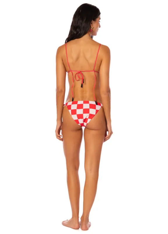 Maaji Cherry Checker Oahu  Low Rise Tie Side Bikini Bottom sold by Maaji