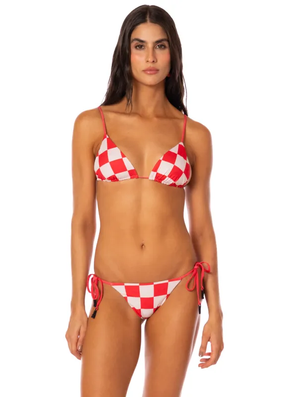 Maaji Cherry Checker Balmy  Sliding Triangle Bikini Top sold by Maaji