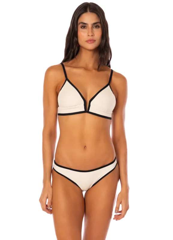 Maaji White Heat Parade  Long Line Triangle Bikini Top sold by Maaji