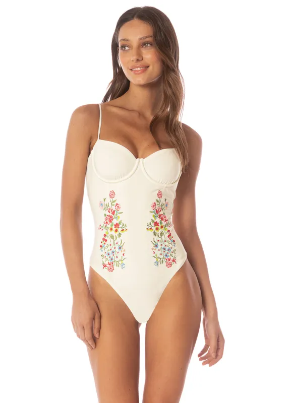 Maaji Flowering Vines Camelia  Cheeky Cut Underwire One Piece sold by Maaji