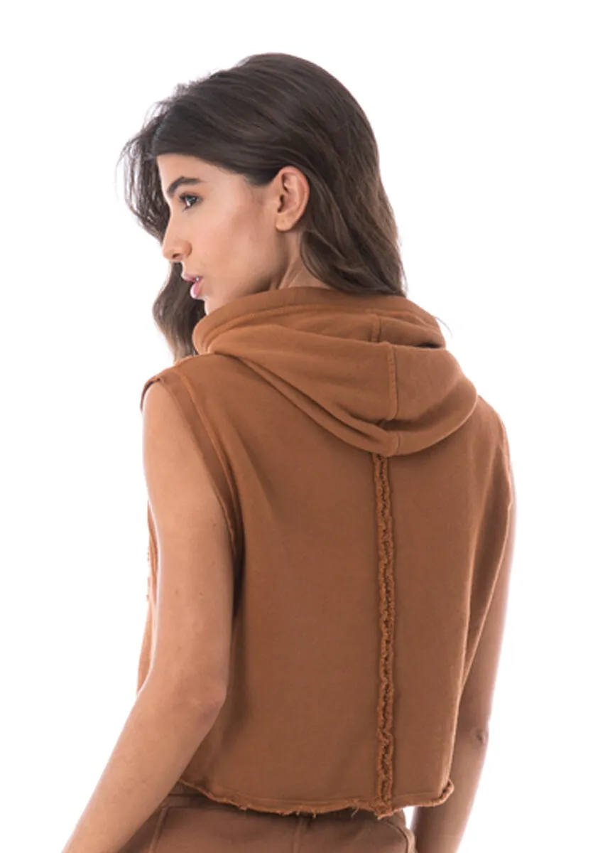Maaji Charm Caramel Sleeveless Cropped Hoodie sold by Maaji product image thumbnail 2