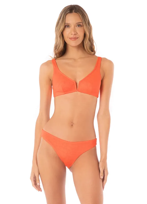 Maaji Orange Poppy  victory reversible bralette bikini top sold by Maaji