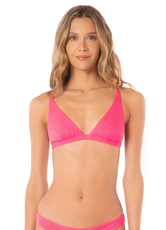 Maaji Fuchsia Dianthus ivy fixed triangle bikini top sold by Maaji