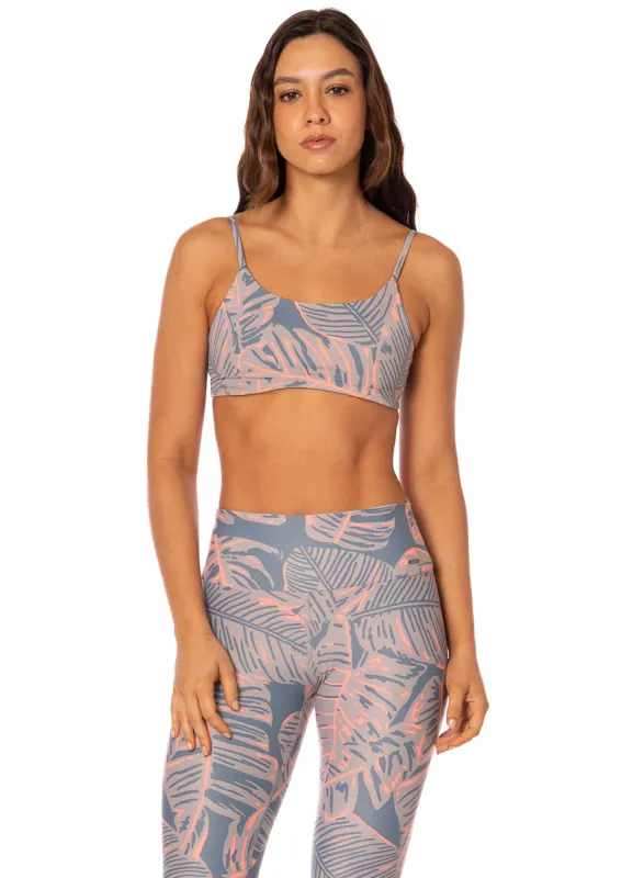 Maaji Brin Split Leaf Aqua Low Impact Sports Bra sold by Maaji
