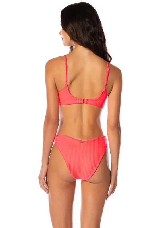 Maaji Flame Coral Splendour Regular Rise Thin Side Bikini Bottom sold by Maaji