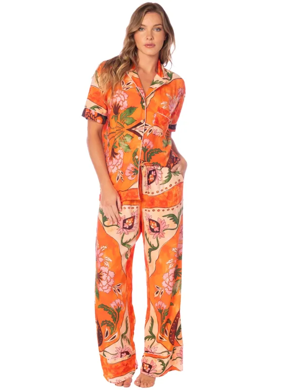 Maaji Morrocan Tile Kameli Short Sleeve Pant Set sold by Maaji