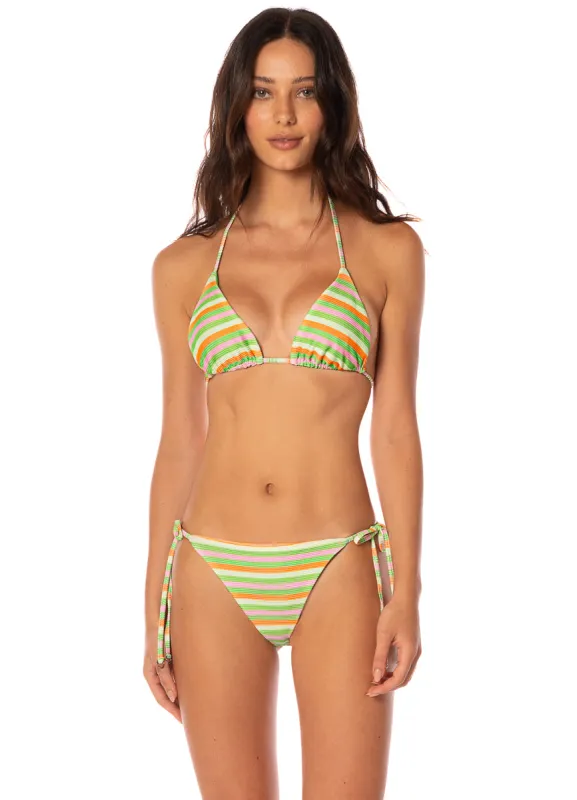 Maaji Rainbow Stripe Balmy Sliding Triangle Bikini Top sold by Maaji