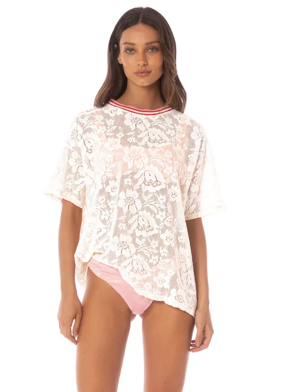 Maaji Floralwhite Lace Ila  T-Shirt sold by Maaji