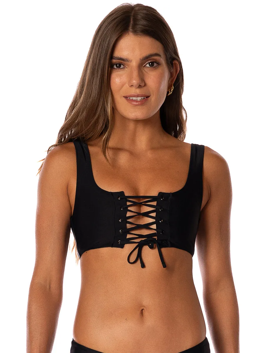 Maaji Midnight Black Dazzle Lace Up Bralette Bikini Top sold by Maaji product image thumbnail 2
