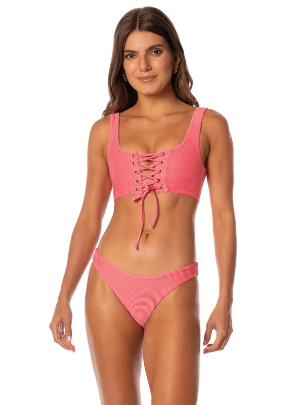 Maaji Coral Ripple Dazzle Lace Up Bralette Bikini Top sold by Maaji