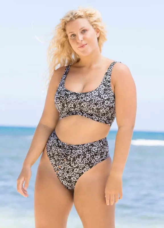 Maaji Black Pansy Briget Sporty Bralette Bikini Top sold by Maaji