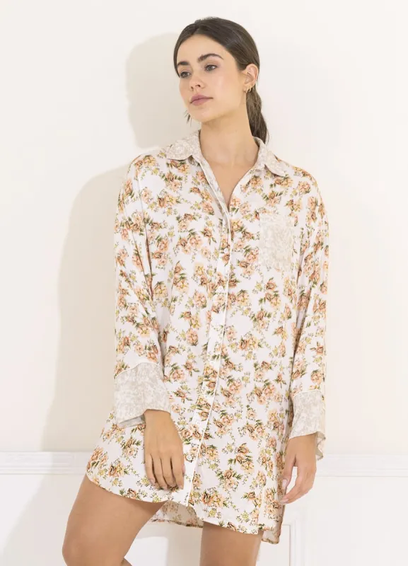 Maaji Cannoli Cream Dakota Sleep Long Shirt sold by Maaji