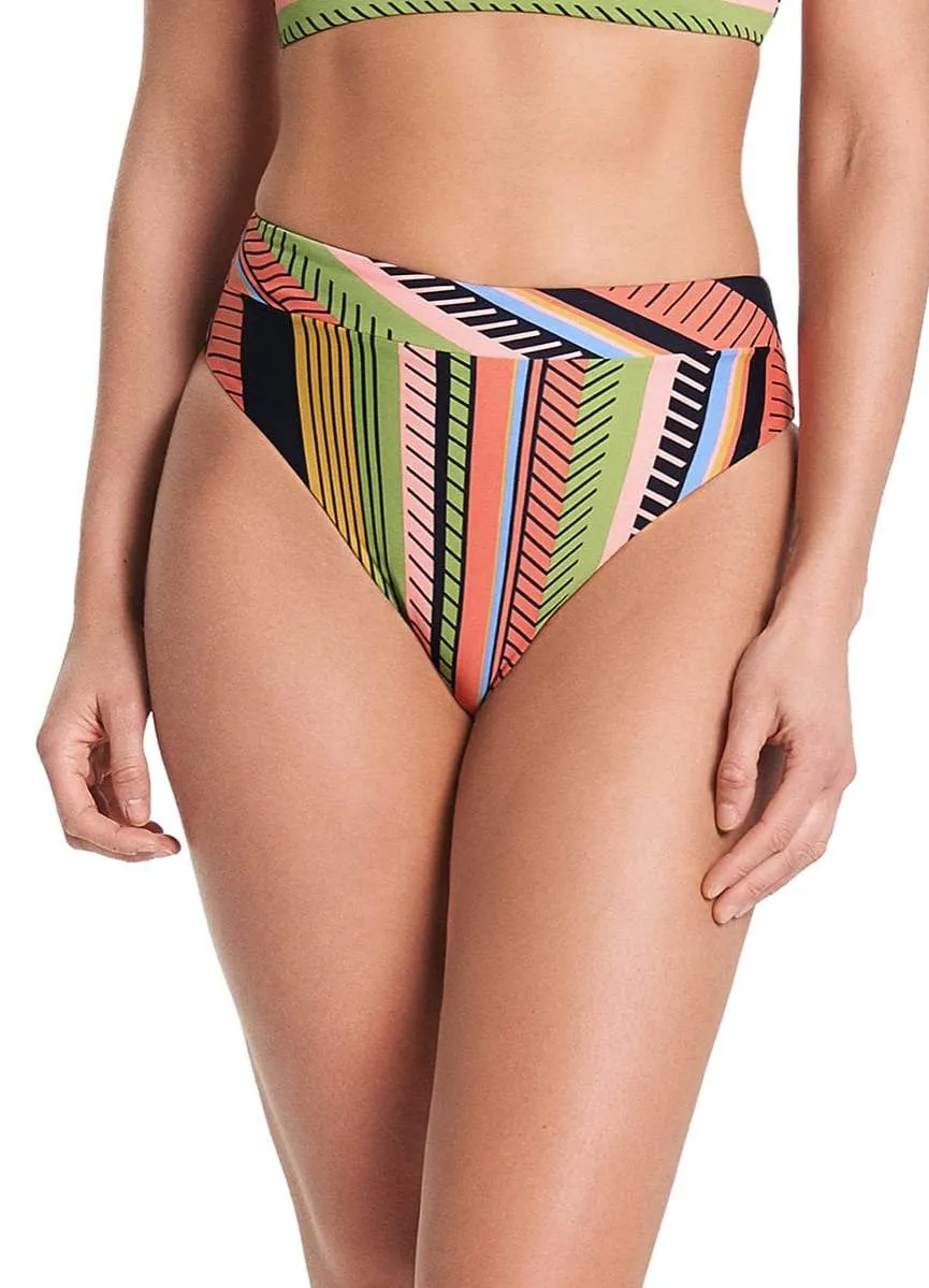 Maaji Roman Stripe Suzy Q High Rise/High Leg Bikini Bottom sold by Maaji product image thumbnail 2