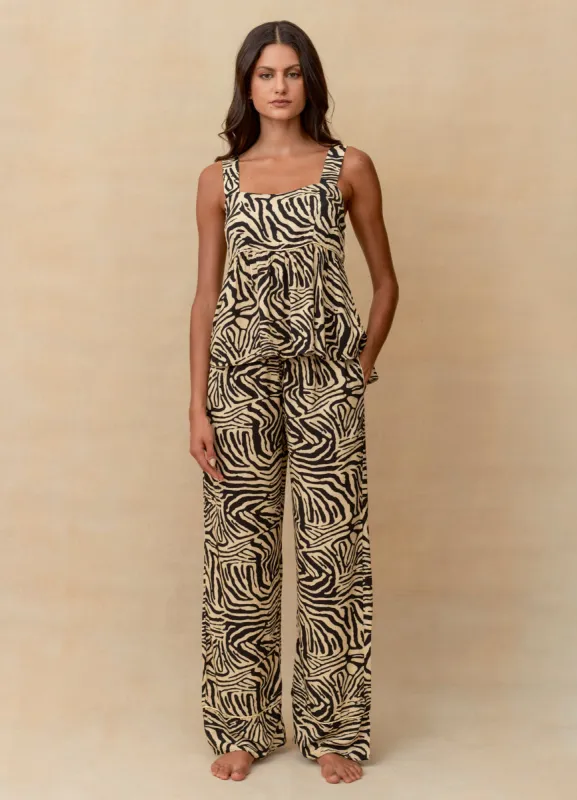 Maaji Black Zebra Owl Sleeveless Pant Set sold by Maaji